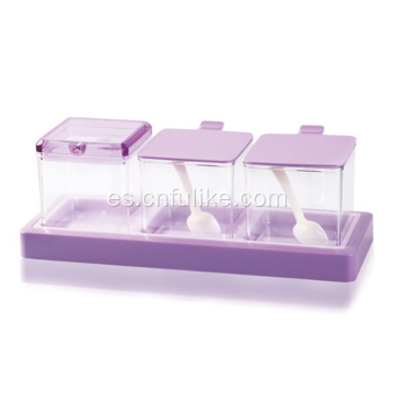 Tarro de condimento de cocina de plástico morado